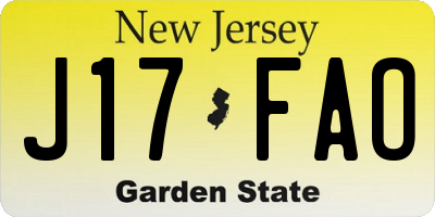 NJ license plate J17FAO