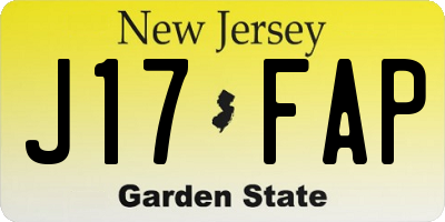 NJ license plate J17FAP