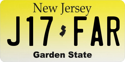 NJ license plate J17FAR