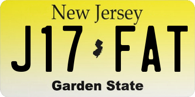 NJ license plate J17FAT