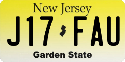 NJ license plate J17FAU