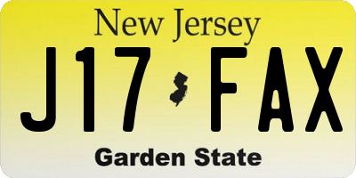 NJ license plate J17FAX