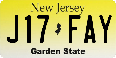 NJ license plate J17FAY