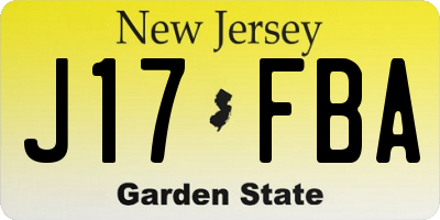NJ license plate J17FBA