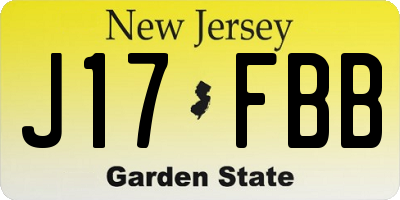 NJ license plate J17FBB