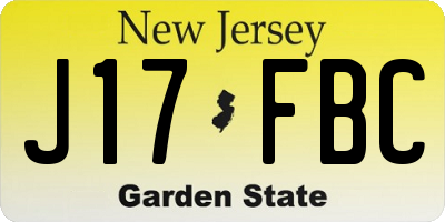 NJ license plate J17FBC