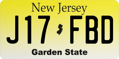 NJ license plate J17FBD