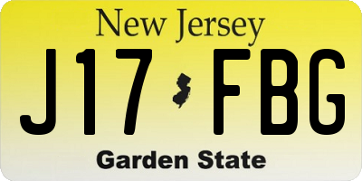 NJ license plate J17FBG