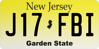 NJ license plate J17FBI