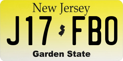 NJ license plate J17FBO
