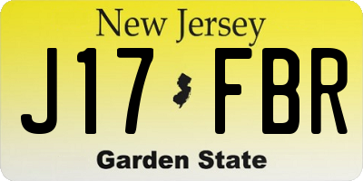 NJ license plate J17FBR