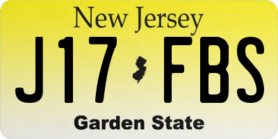 NJ license plate J17FBS