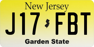 NJ license plate J17FBT