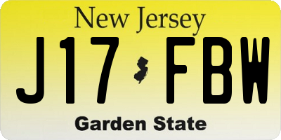 NJ license plate J17FBW