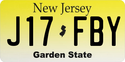 NJ license plate J17FBY