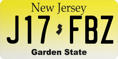 NJ license plate J17FBZ