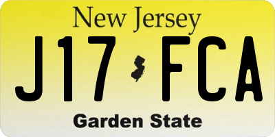 NJ license plate J17FCA