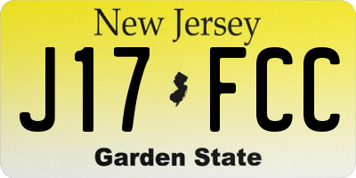 NJ license plate J17FCC