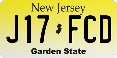 NJ license plate J17FCD