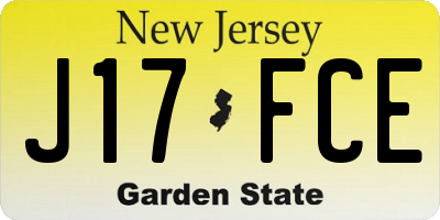 NJ license plate J17FCE