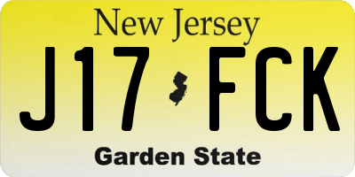 NJ license plate J17FCK