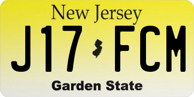 NJ license plate J17FCM