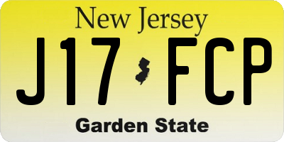 NJ license plate J17FCP