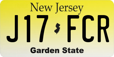 NJ license plate J17FCR