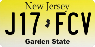 NJ license plate J17FCV
