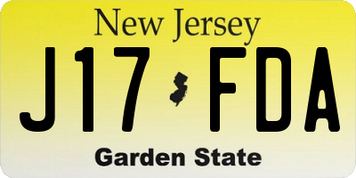 NJ license plate J17FDA