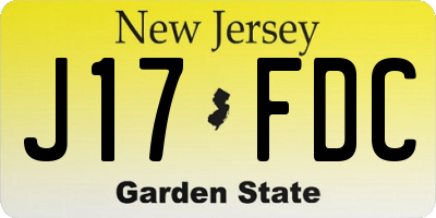 NJ license plate J17FDC