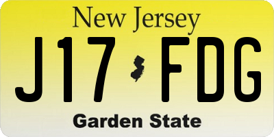 NJ license plate J17FDG