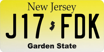 NJ license plate J17FDK