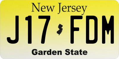 NJ license plate J17FDM