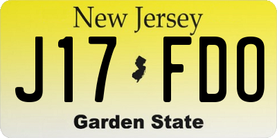 NJ license plate J17FDO