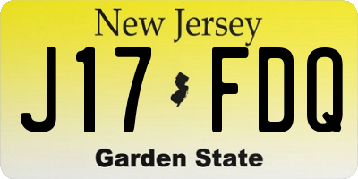 NJ license plate J17FDQ