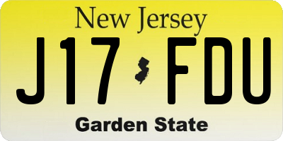 NJ license plate J17FDU