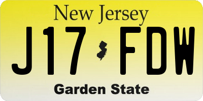 NJ license plate J17FDW