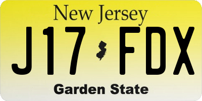 NJ license plate J17FDX