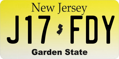 NJ license plate J17FDY