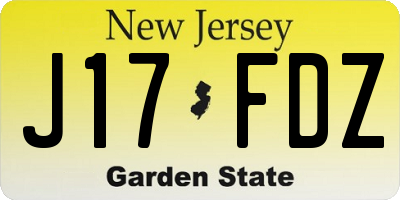 NJ license plate J17FDZ