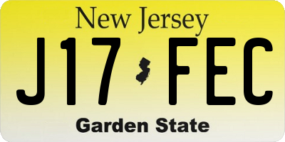NJ license plate J17FEC