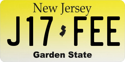 NJ license plate J17FEE