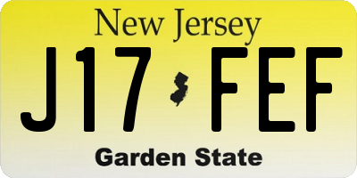 NJ license plate J17FEF