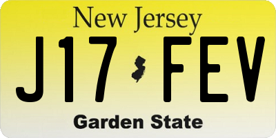 NJ license plate J17FEV