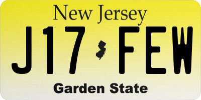 NJ license plate J17FEW