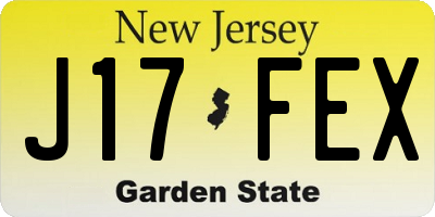 NJ license plate J17FEX