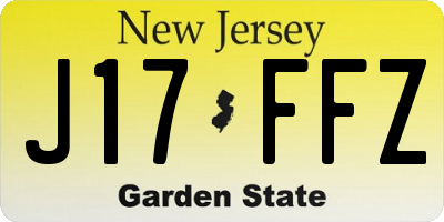 NJ license plate J17FFZ