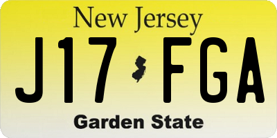 NJ license plate J17FGA