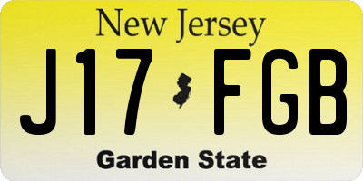 NJ license plate J17FGB